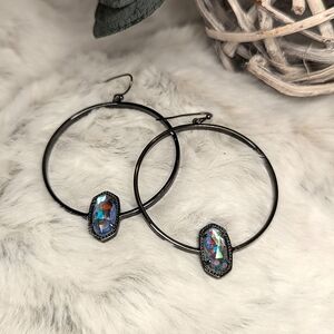 Kendra Scott Elora Hoops with Gray Dichroic Glass Stone in Gunmetal